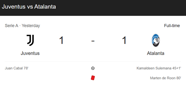 Juventus-Atalanta 1-1